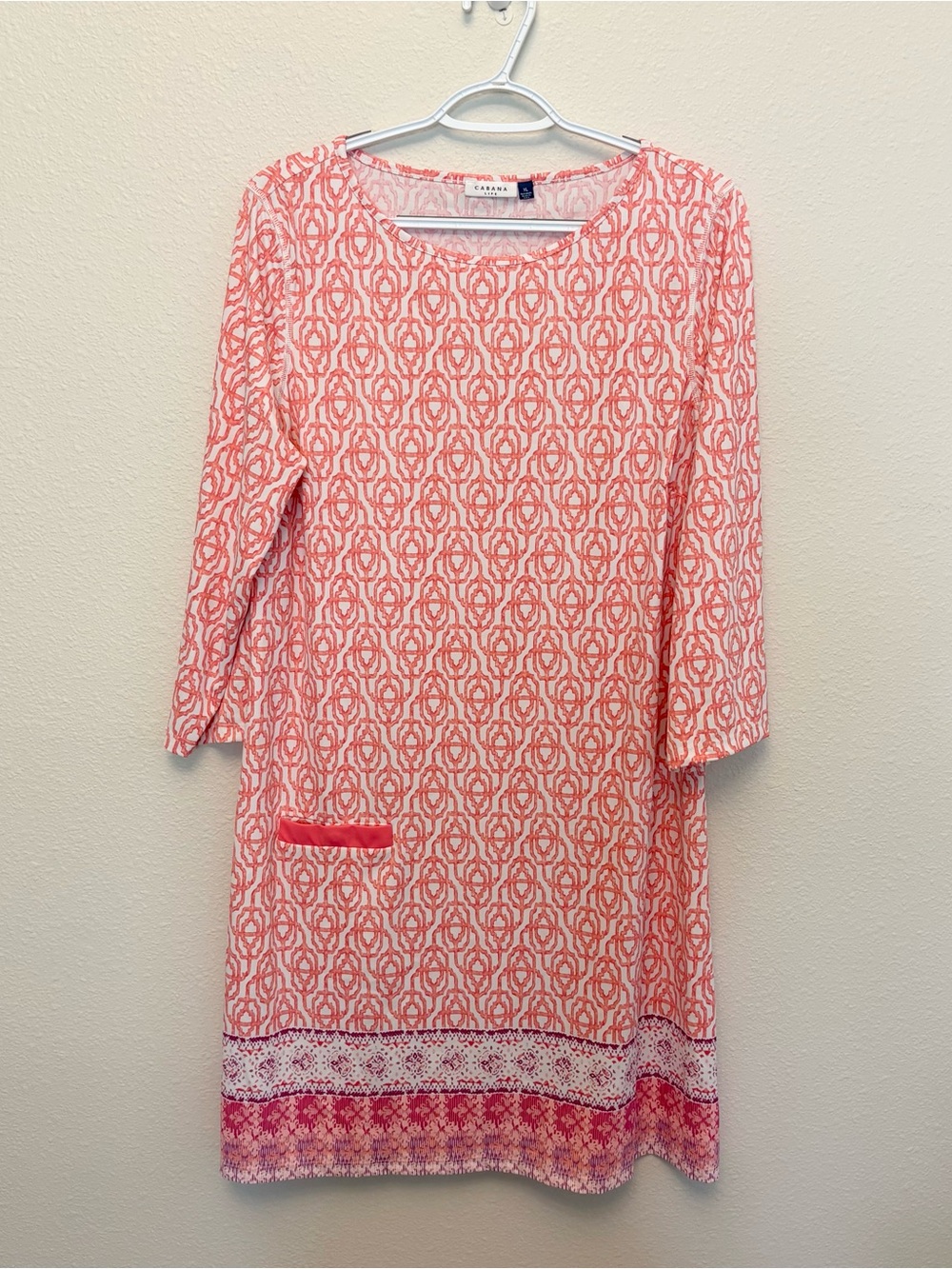 Cabana Life Coral Shift Dress Beachy Coastal Preppy UPF Sunblock Resort Sz XL